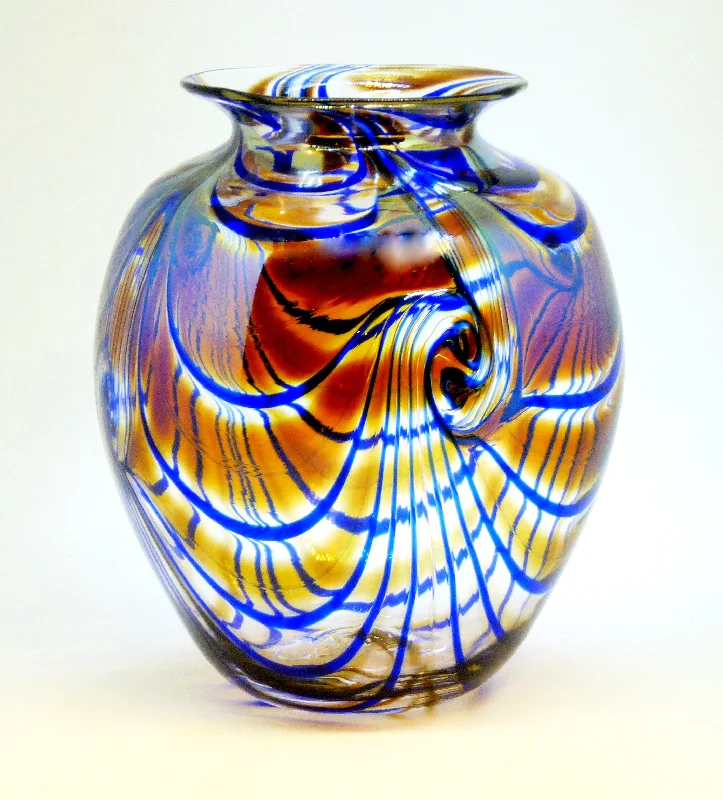 Blue/Gold brown Trailed Vase