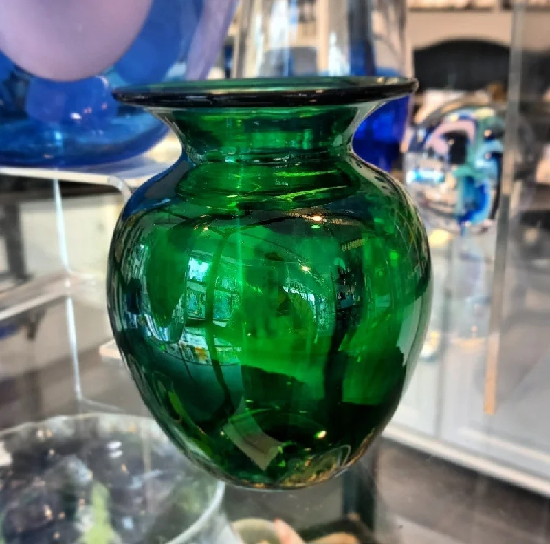 Bristol Green Glass Small Round Vase