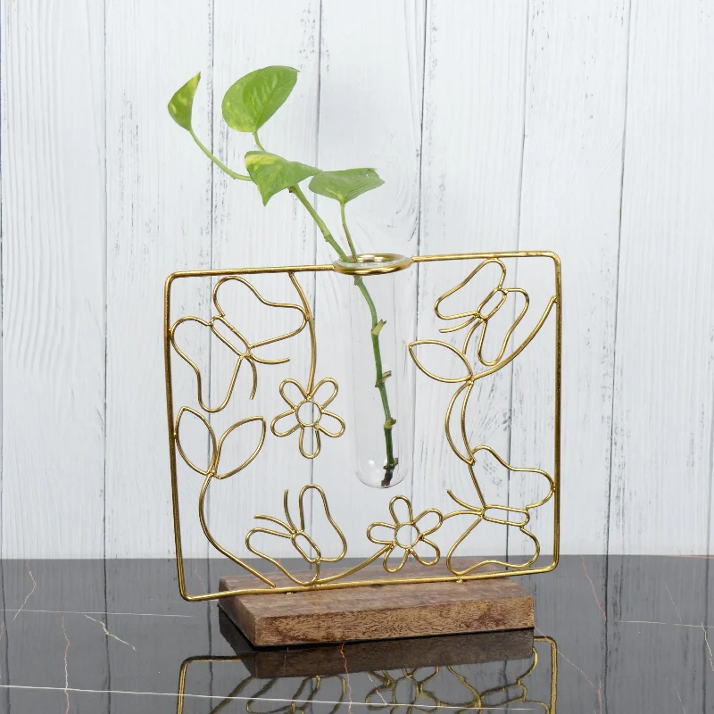 Opulent Butterfly Gold Bud Vase Planter