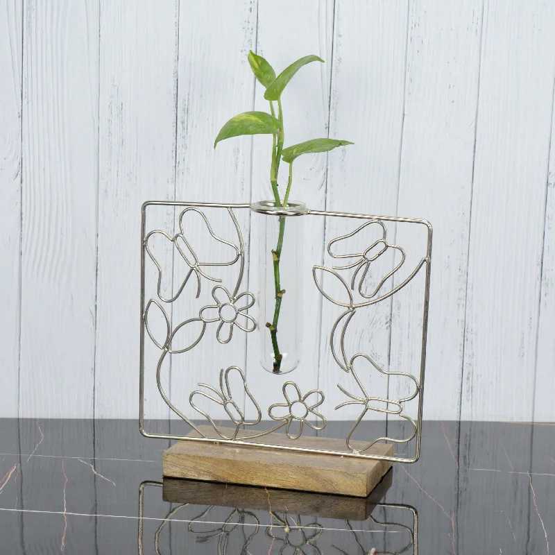 Opulent Butterfly Silver Bud Vase Planter