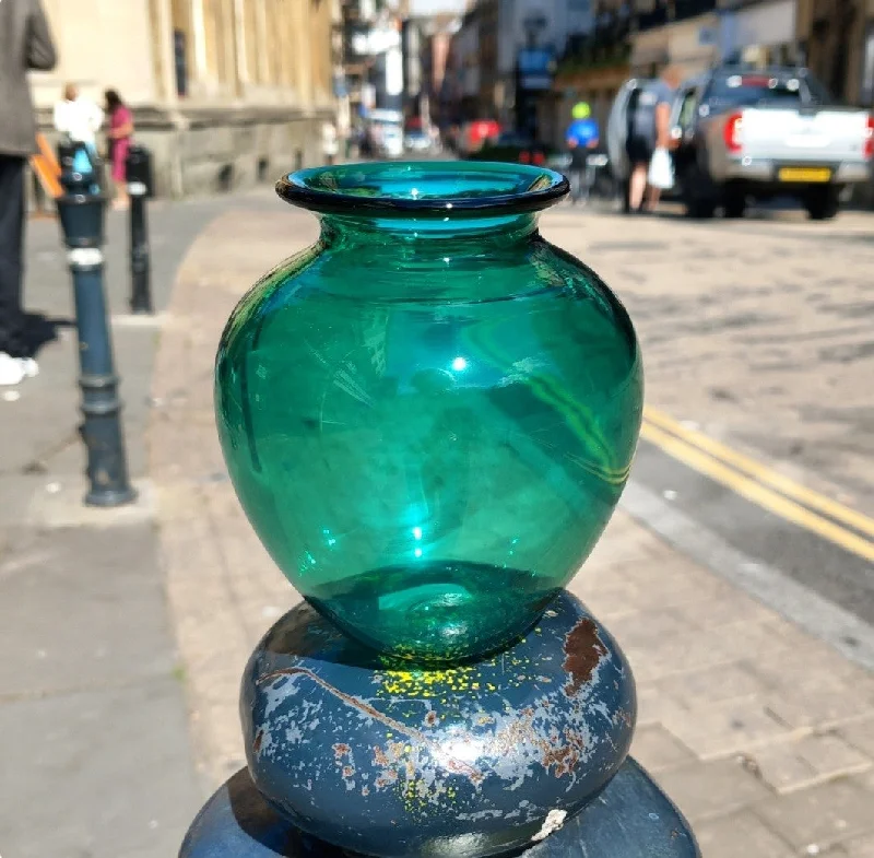 Forest Green Handblown Glass Vase - Exclusive!