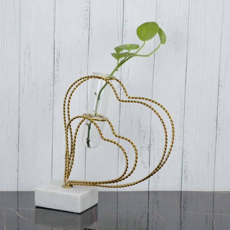 Gleaming Gold Heart Bud Vase Planter