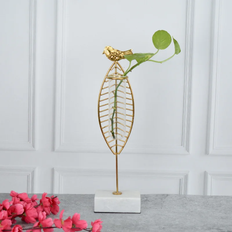 Avian Gold Leaf Bud Vase Planter