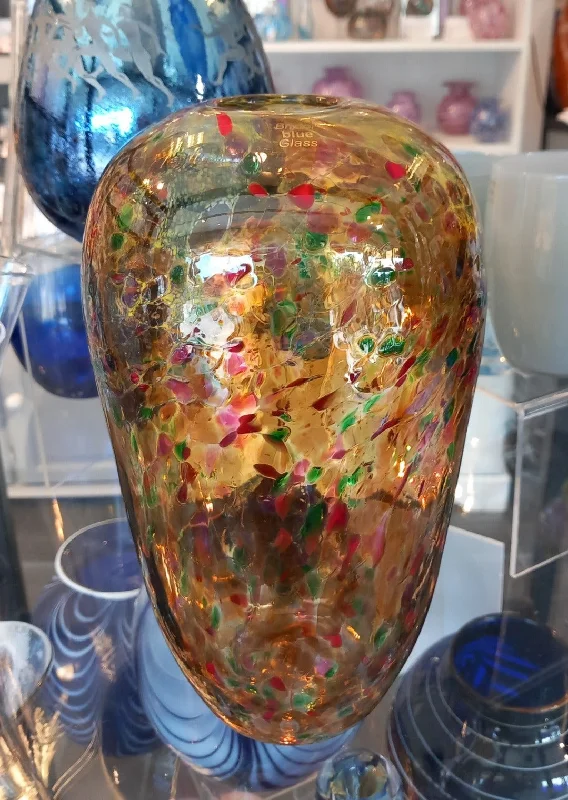 Golden Brown Blue Glass Vase - Exclusive!