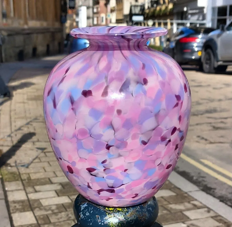 Large 'Blossom Riot' Glass Vase - In Opaque Pinks and Purples