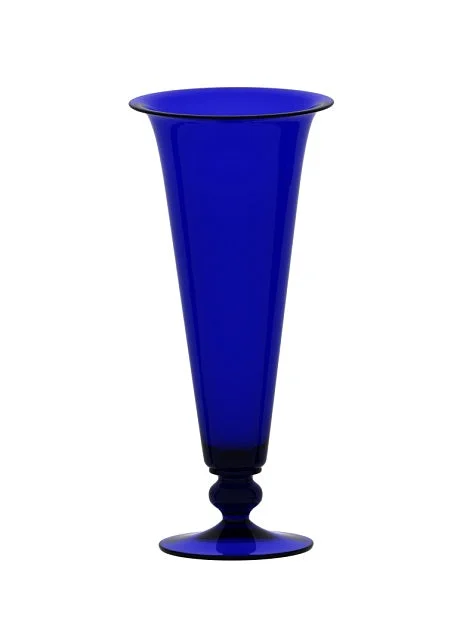 Medium Blue Glass Footed Vase