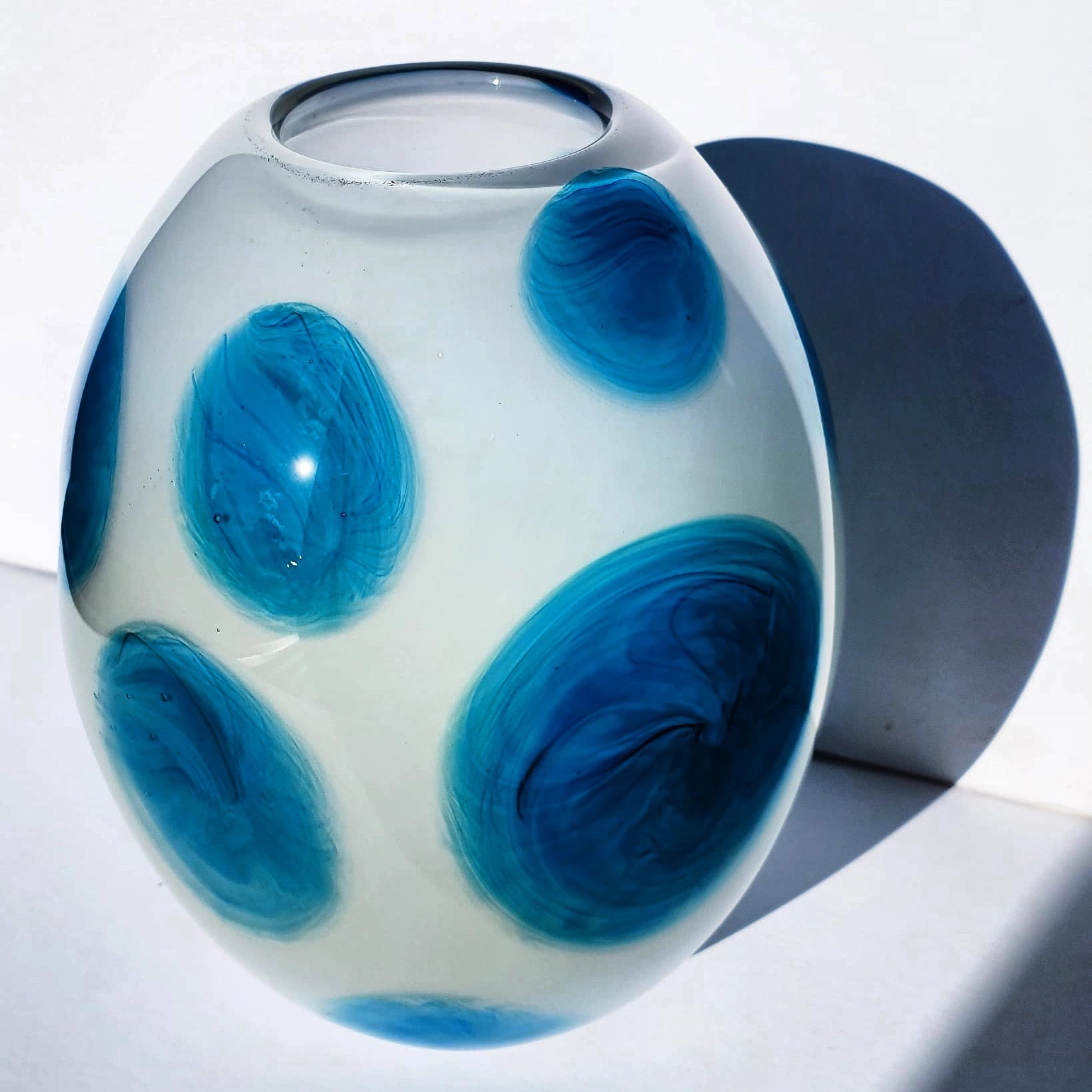 Polka-Dot Style Blue Glass Vase - Exclusive!