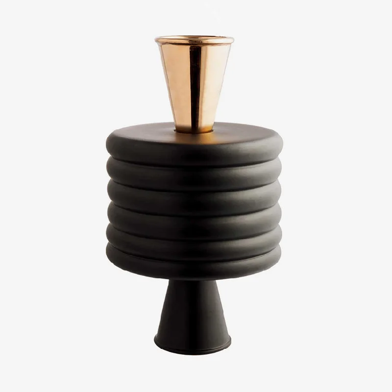 Rometti | Dual Flute Vase - Matte Black, Gold