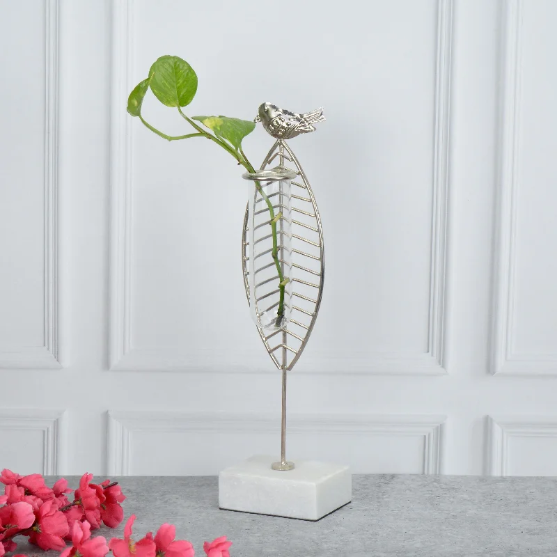 Avian Silver Leaf Bud Vase Planter