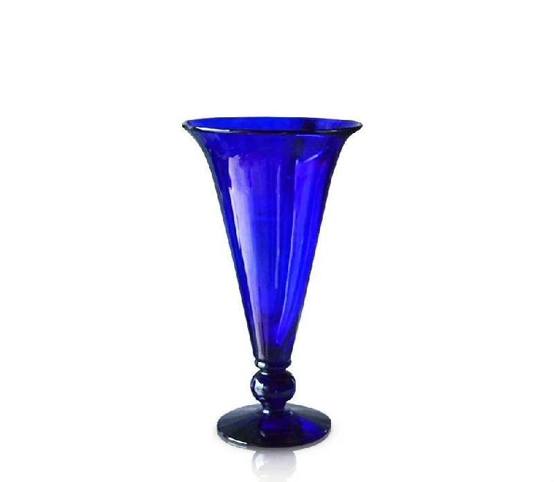 Small Blue Glass Footed Vase