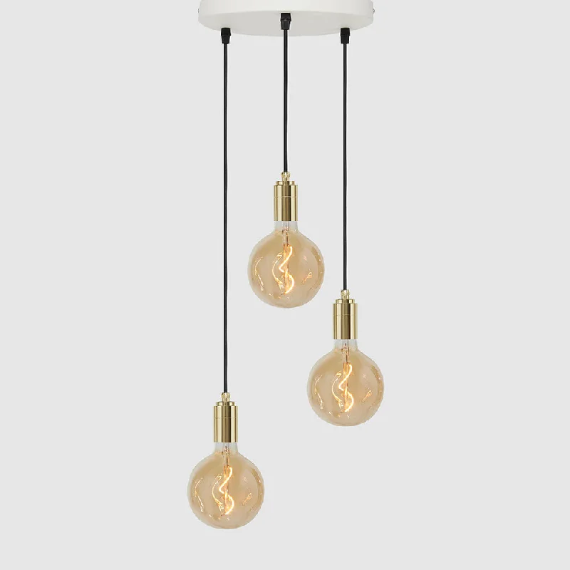 3 Drop Pendant Light + Designer 125mm Amber