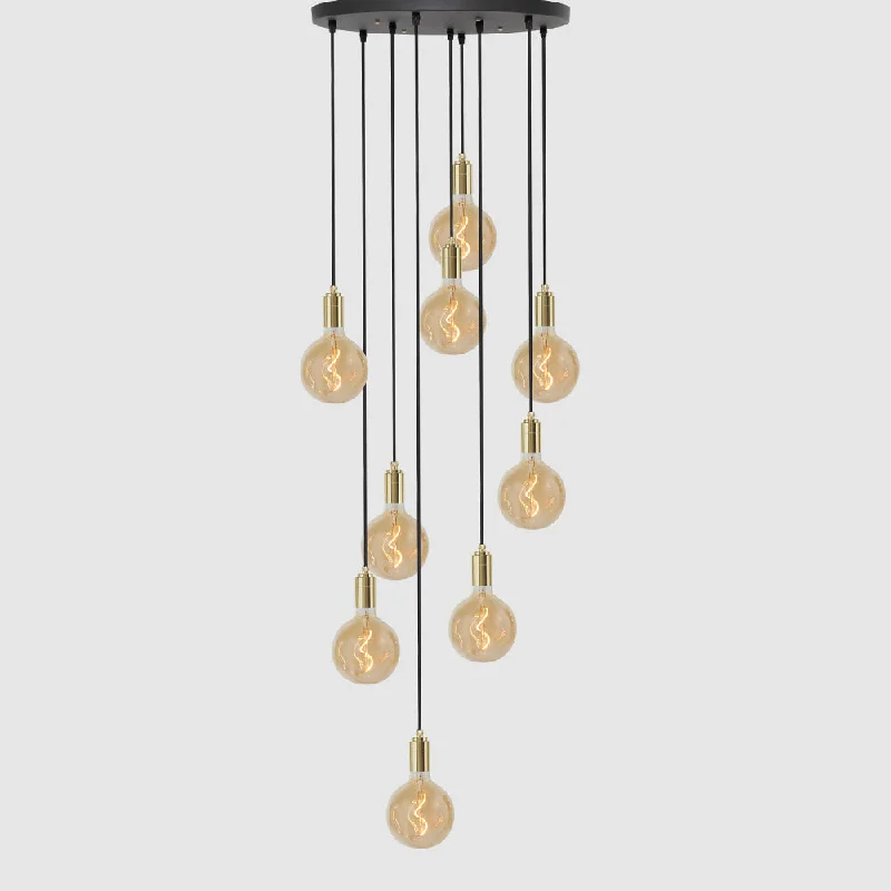 9 Drop Chandelier Light + Designer 125mm Amber