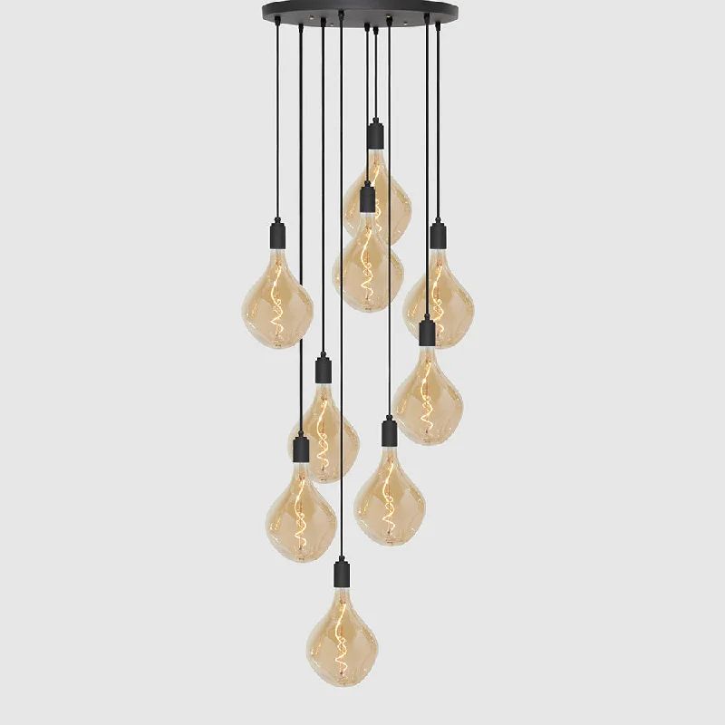 9 Drop Chandelier Light + Designer 180mm Amber