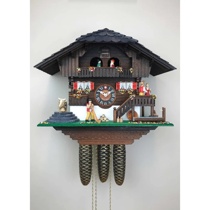 Loetscher - Alpine Cattle Descent Chalet Swiss Cuckoo Clock - Made in Switzerland