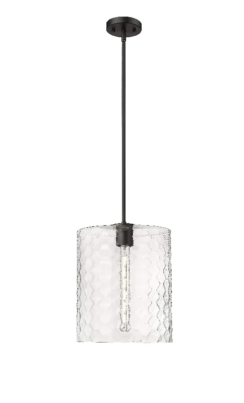 Ashli Pendant - Matte Black - Clear Honeycomb Glass - 12in. Diameter - E26 Medium Base