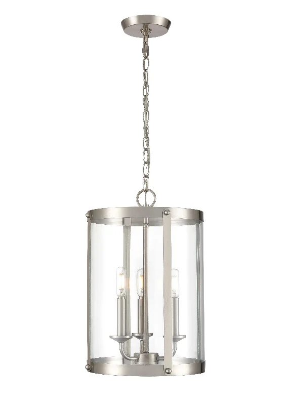 Aydenn Pendant - Brushed Nickel - Clear Glass - 11.75in. Diameter - E12 Candelabra Base