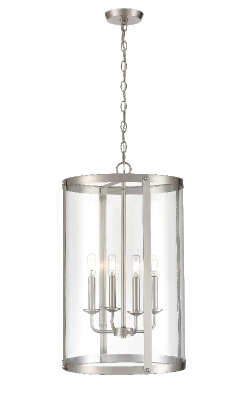 Aydenn Pendant - Brushed Nickel - Clear Glass - 13.75in. Diameter - E12 Candelabra Base