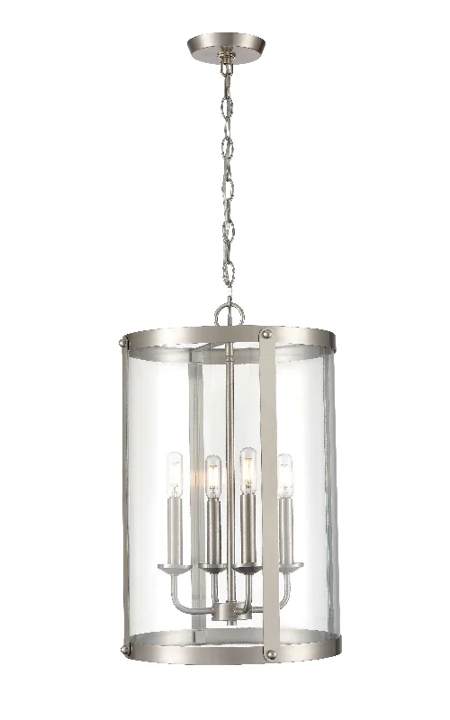 Aydenn Pendant - Brushed Nickel - Clear Glass - 15.75in. Diameter - E12 Candelabra Base