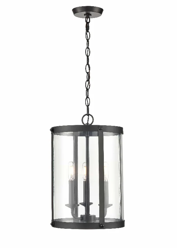 Aydenn Pendant - Matte Black - Clear Glass - 11.75in. Diameter - E12 Candelabra Base