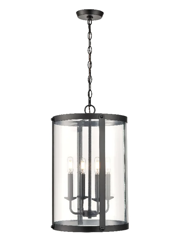 Aydenn Pendant - Matte Black - Clear Glass - 13.75in. Diameter - E12 Candelabra Base