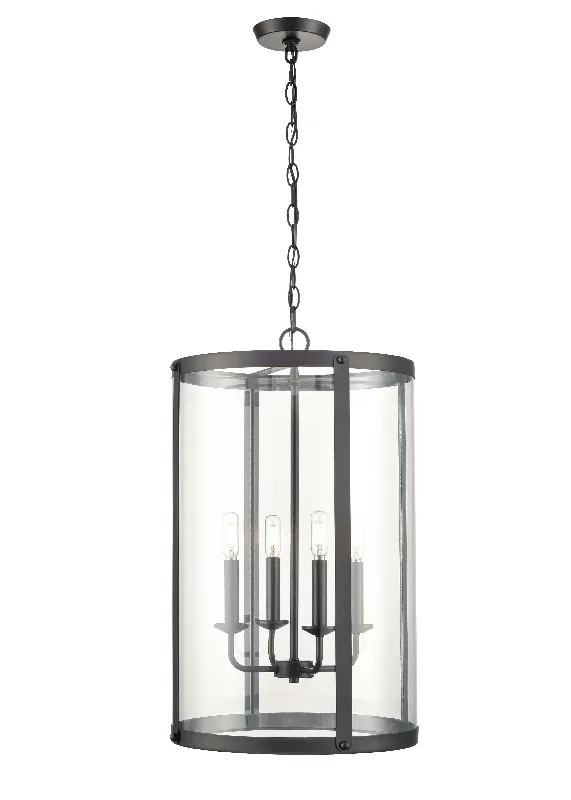 Aydenn Pendant - Matte Black - Clear Glass - 15.75in. Diameter - E12 Candelabra Base