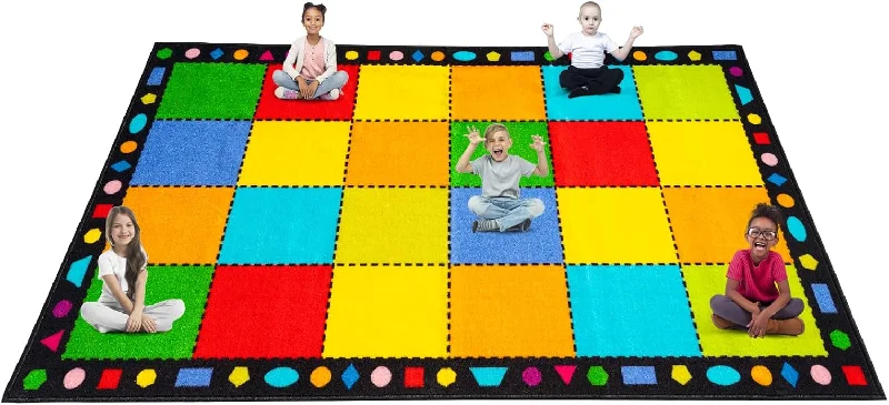 Booooom Jackson Thick Classroom Rug Elementary, 13'x7'5'' Large Rug - $150