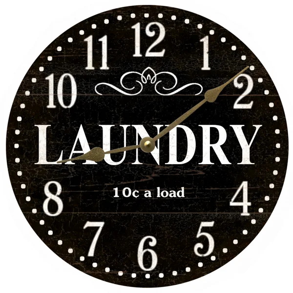 Laundry Room Wall Clock- Black Laundry Room Clock