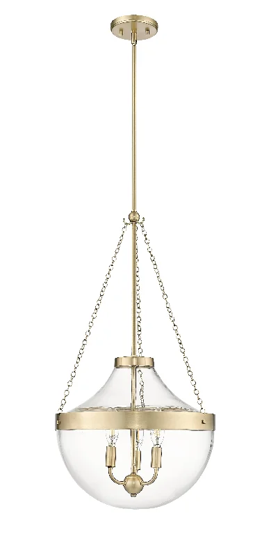 Clarra Pendant - Modern Gold - Clear Glass - 15.7in. Diameter - E12 Candelabra Base