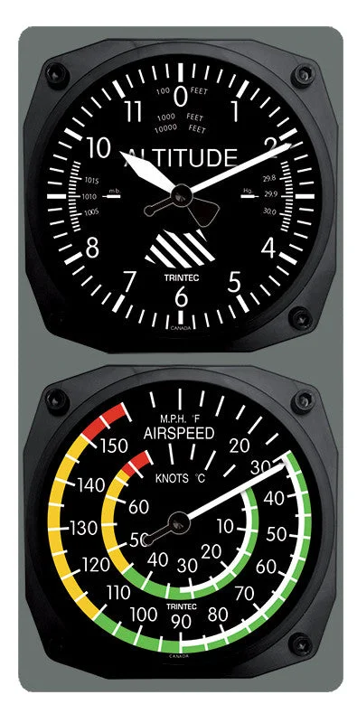 Classic Altimeter/Airspeed Clock & Thermometer Set