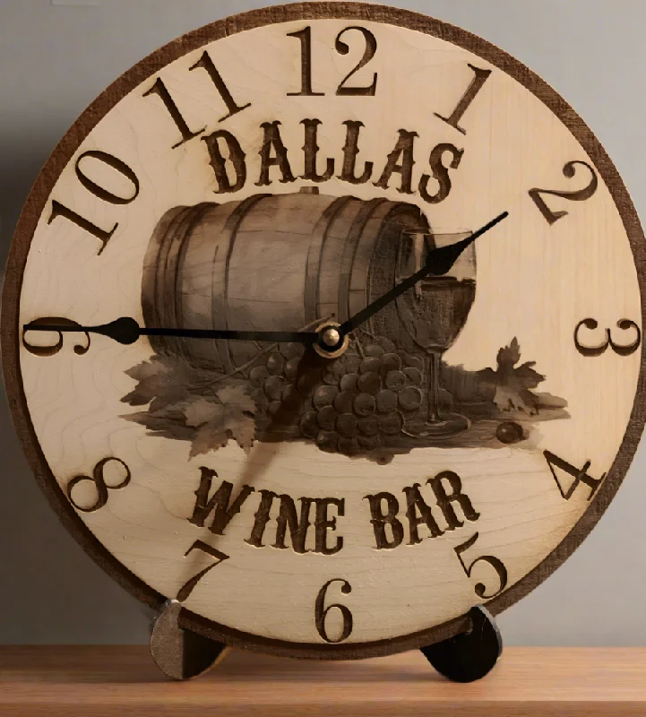 Custom Wine Bar Clock- Wooden Wine Clock- Wine Barrel Clock