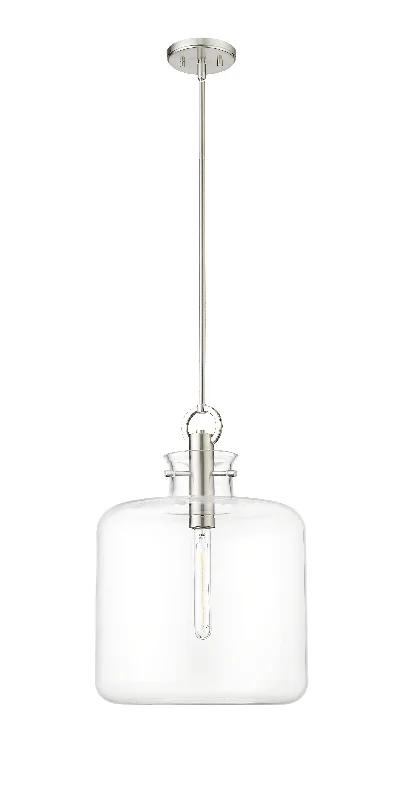 Hayloft Pendant - Brushed Nickel - Clear Glass - 14.2in. Diameter - E26 Medium Base