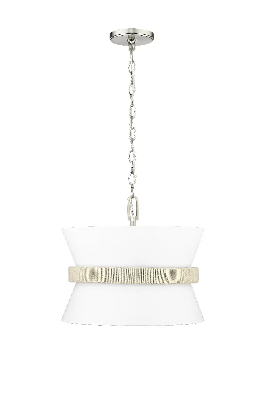 Kimbry Pendant - Brushed Nickel - Fabric Shade - 16.1in. Diameter - E12 Candelabra Base