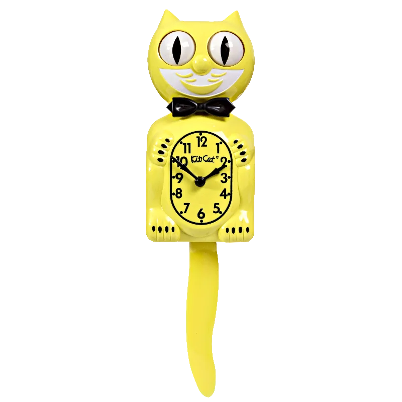 Kit-Cat Klock Majestic Yellow Gentlemen with Black Bow Tie - Made in U.S