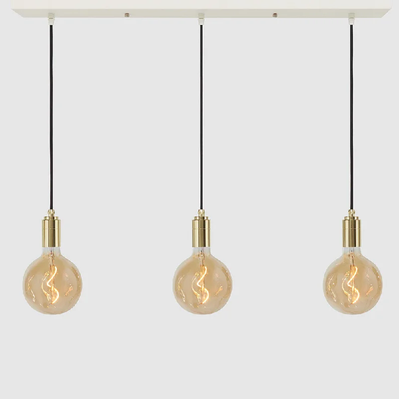 Linear Three Light Pendant + Designer 125mm Amber