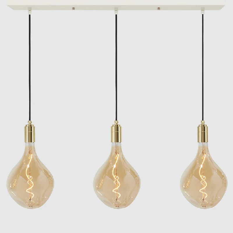 Linear Three Light Pendant + Designer 180mm Amber