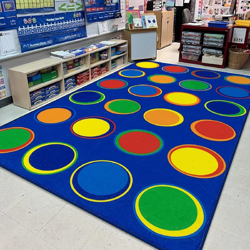 LIVEBOX Sitting Spots Kids Rug for Classroom, Washable School Learning Area Rugs - $135