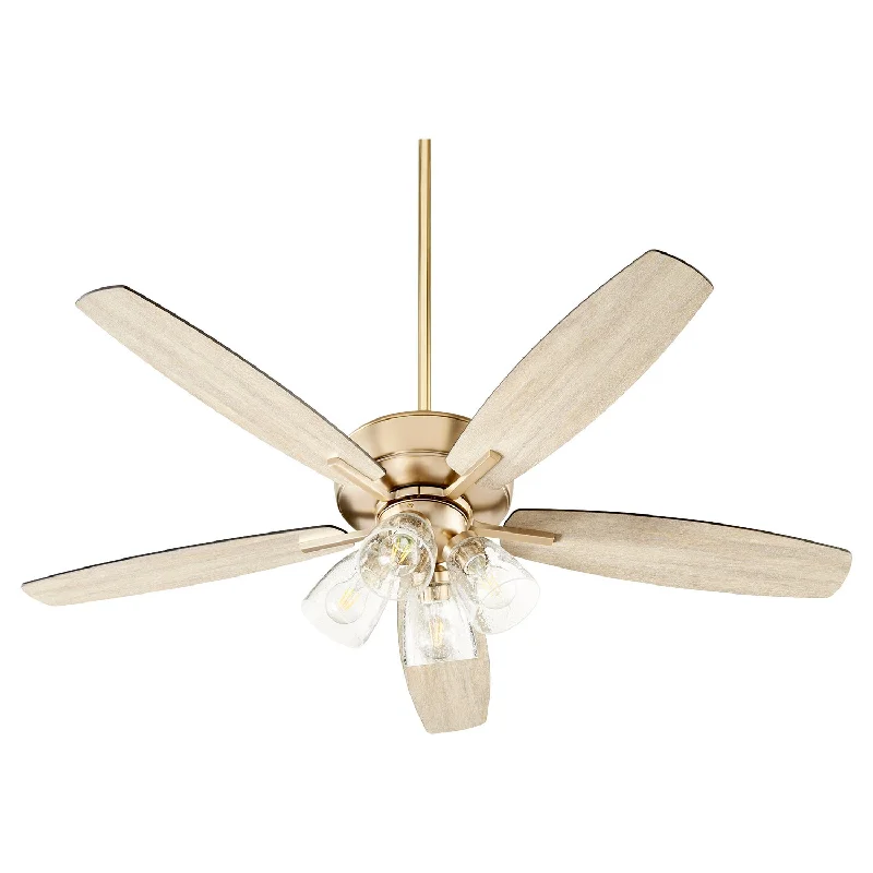 Quorum Breeze 7052-480 Ceiling Fan 52 in. - Aged Brass, Matte Black/Weathered Oak