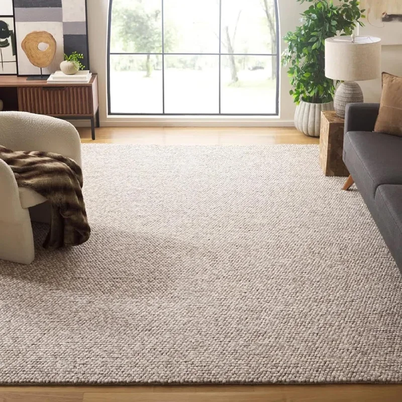 S & L Homes 100% Wool Hand Woven Chunky Knit Popcorn Rug - Beige Contemporary - $300