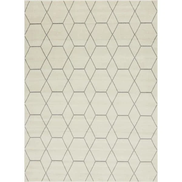 StyleWell Trellis Frieze Ivory/Gray 9 ft. x 12 ft. Geometric Area Rug - $100