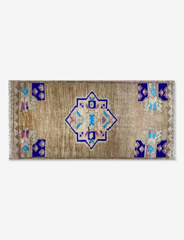 Vintage Turkish Hand-Knotted Wool Mini Rug No. 278, 1'2" x 3'1"