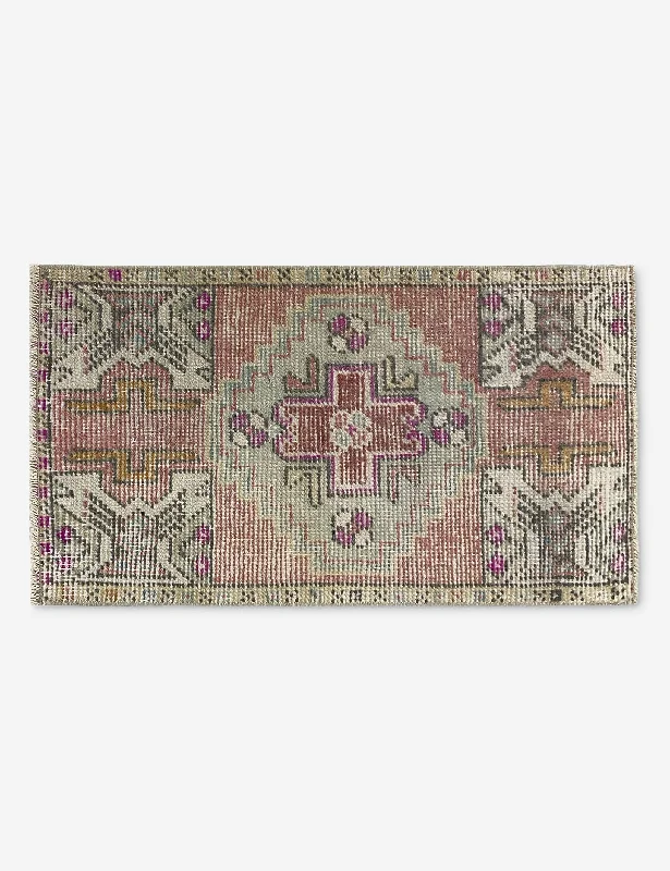 Vintage Turkish Hand-Knotted Wool Mini Rug No. 280, 1'4" x 2'6"