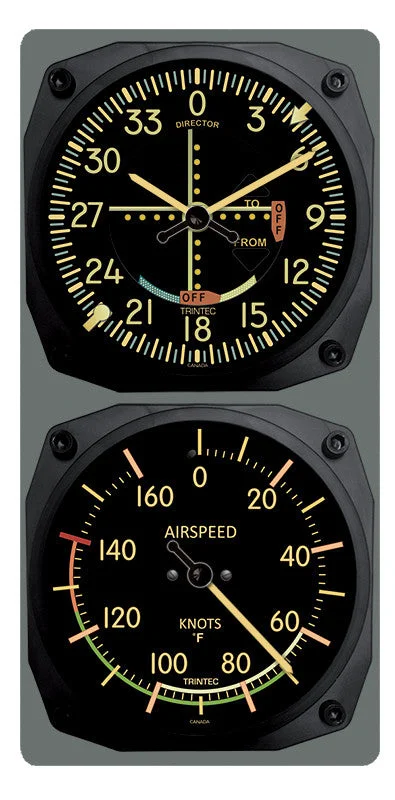 Vintage VOR/Airspeed Clock & Thermometer Set (°F or °C)