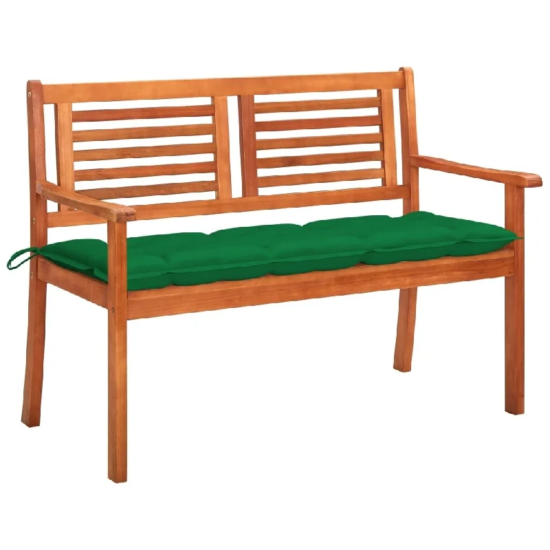 2-Seater Patio Bench with Cushion 47.2" Solid Eucalyptus Wood