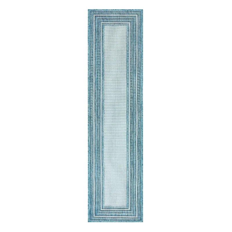 Indoor/Outdoor Textured Polypropylene Border Runner, 23" x 7'6"