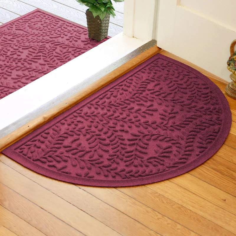 Waterhog Indoor/Outdoor Leaves Half-Round Doormat, 24" x 39"