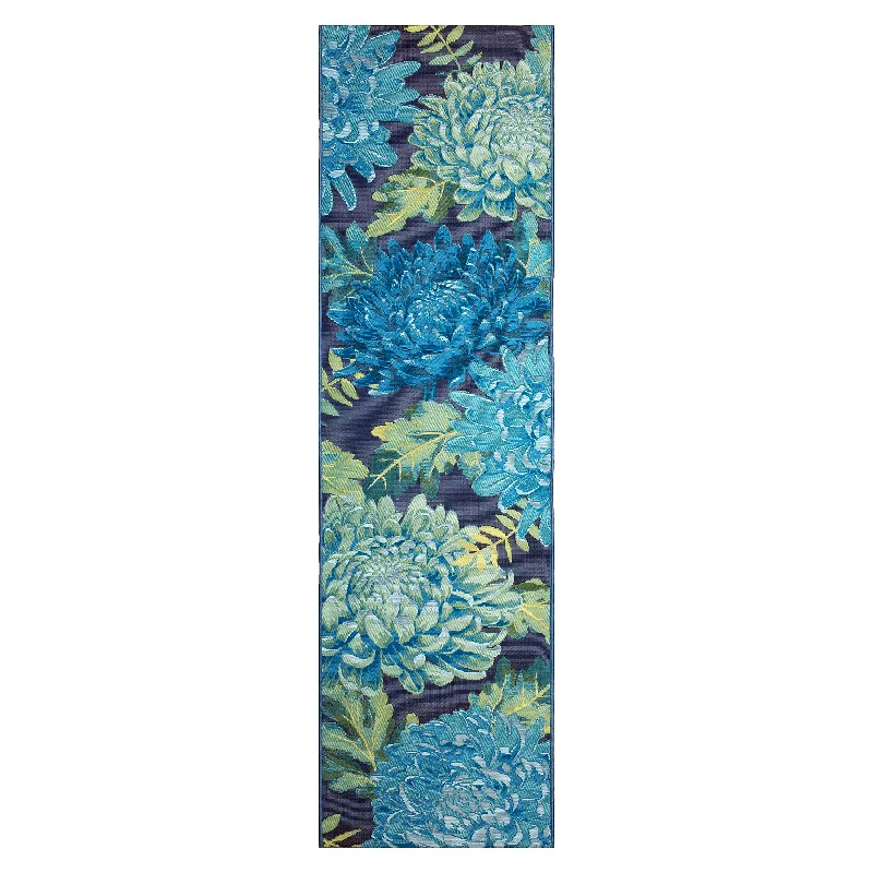 Indoor/Outdoor Chrysanthemum Polypropylene Rug, 23" x 7'6" Runner