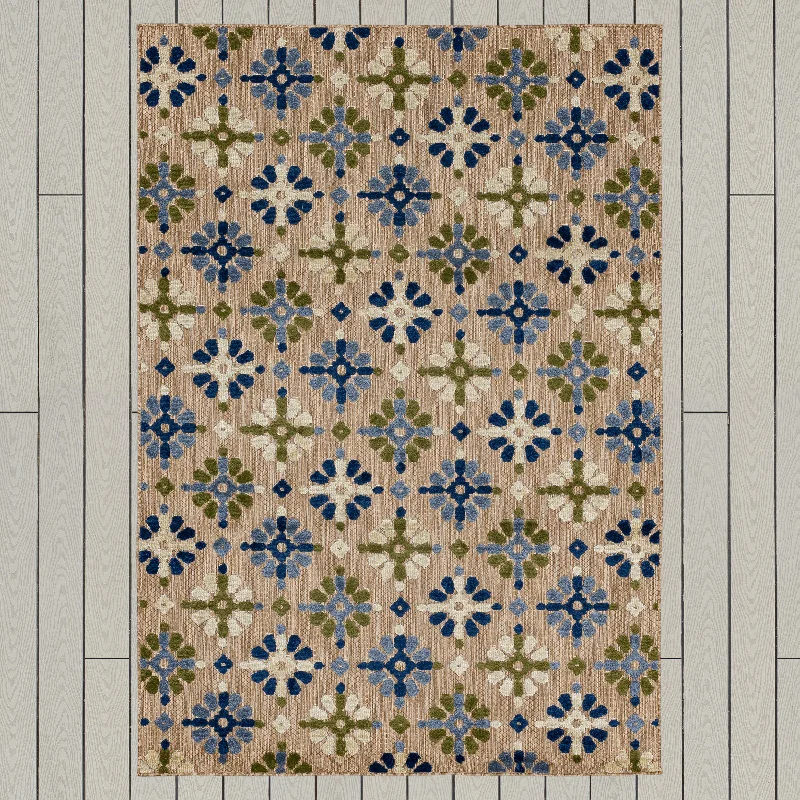 Indoor/Outdoor Aruba Floral Polypropylene Rug, 6' x 9'