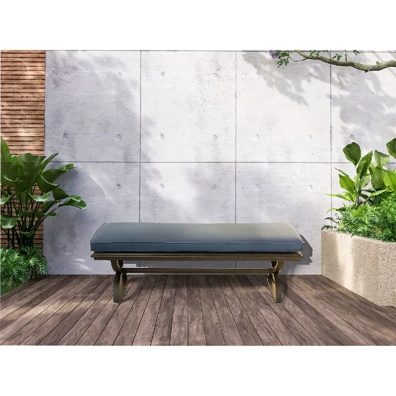 Aluminum Outdoor Dining Bench with Cushion