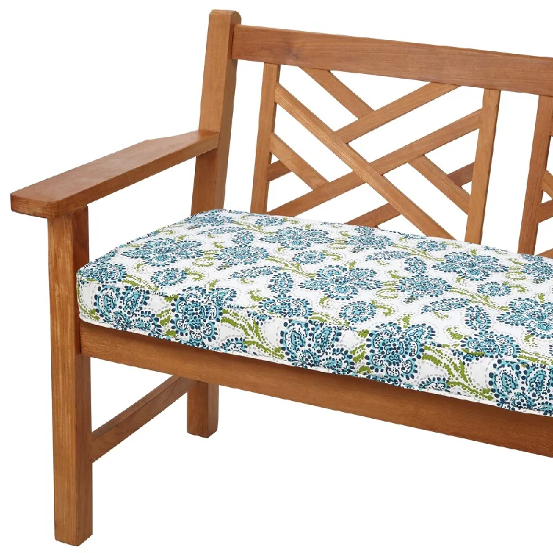 Aqua Floral 48-inch Indoor/ Outdoor Corded Bench Cushion