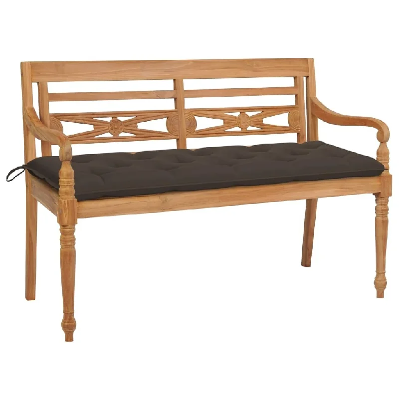 Batavia Bench with Taupe Cushion 59.1" Solid Teak Wood